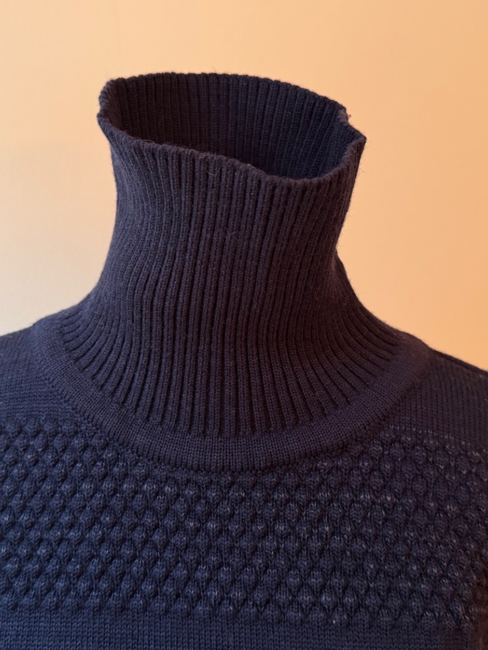S.N.S. Herning Navy Wool Turtleneck Fisherman's Sweater : Unisex Sz 'S' - Picture 7 of 16